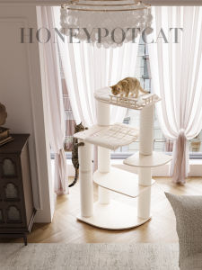 Honeypot Cat | Khung Leo Cho Mèo Gỗ Nguyên Khối Nhiều Tầng Dùng Quanh Năm