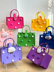 New Cartoon Felt Bag Customized Large Capacity Satchel Shopping Bag Thickened Mummy Bag Hundred Days Banquet Gift Gift Gift