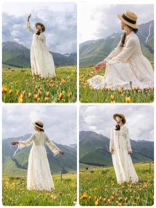 14049 Zalica Tiered Boho Maxi Dress Fashion Vintage Retro Style