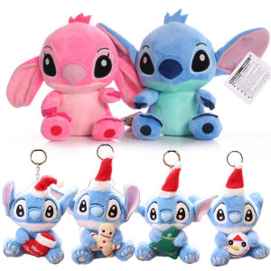 New Anime Figures Stitch Plush Keychain Christmas Seris Keychains Plushie Keyring Doll Backpack Pendant Christmas Gift Girl toys