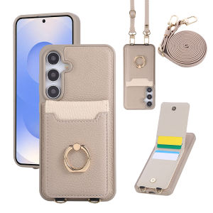 เคสโทรศัพท์หนังมีขาตั้งสำหรับ Samsung GalaxyS22 S25ขอบ S25พิเศษทน S25 S23 FE พิเศษ + เคสฝาพับที่วางบัตรลิ้นจี่เคสกระเป๋าถือหนังคาดลำตัวถอดออกได้มีขาตั้ง Tali Bahu คล้องคอ