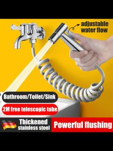 🔥High Pressure Flushing🔥Bidet Spray Toilet Set  Thickened Stainless Steel Adjustable Water Volume Installation Without Punching With 2m Free Telescopic Tube Bathroom Bidet Set Bedet For Toilet Bowl Bidet For Toilet Complete Set