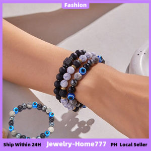 Volcanic Stone Elastic Bead Bracelet Devils Eye Wealth Lucky Mens and Womens Bracelet