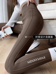 Quần Capri Yoga Lưng Cao Cạp Chun Lót Lông Cừu Màu Xám Cho Nữ Mùa Xuân Thu Đông Quần Bó Nâng Mông