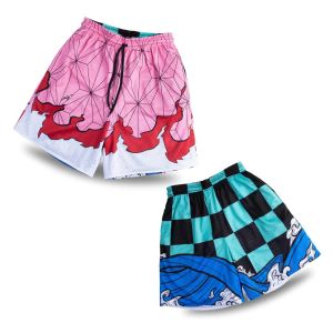 Anime Shorts Kids Boys Demon Slayers 3D Print Gym Shorts Mesh Quick Dry Casual Short Pants to Fitness Workout Running Summer