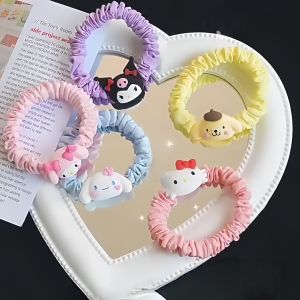 5Pcs Sanrio Hello Kitty Hair Rope Cartoon Anime Cute Kuromi Cinnamoroll HairBand Fashionable Hair Accessories Girl&Holiday Gift