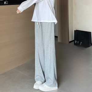 JIANGLU | Slim Fit High Waist Wide Leg Pants Womens Loose Drapey Sport Casual Straight Tube Rice Noodle Pants Autumn Street Style