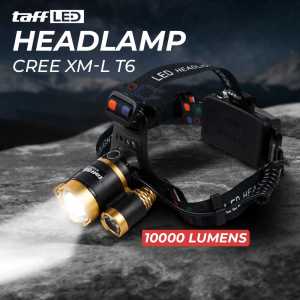 Paket Lengkap Senter Kepala Headlamp 3 LED Cree XM-L T6 10000 Lumens Waterproof Jarak Jauh 10000meter Headlamp Kepala Senter Kepala Super Terang 500 Watt Senter Kepala Led Cas Tahan 24 Jam Senter Kepala Super Terang Jarak Jauh 2km
