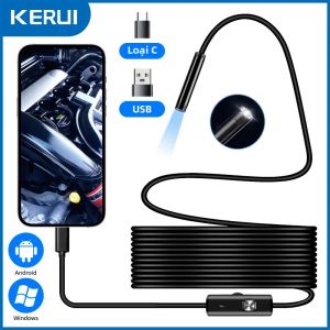 Camera Nội Soi Android KERUI 2 Trong 1 Micro USB/Type C Mini Borescope Camera Kiểm Tra Đèn LED Chống Nước Cho Huawei XIAOMI PC Ống Kính 7 Mm