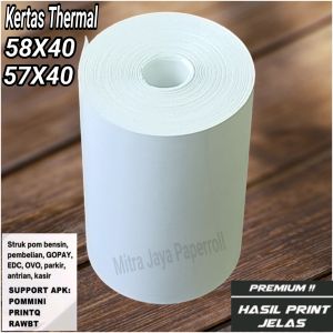 ( 10 Roll ) KERTAS STRUK THERMAL EDC 58X40 / 57X40
