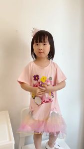 1-7Tahun Dress Anak LinaBell Gadis Girl Kartun Lengan pendek Mesh manis Cartoon Gift