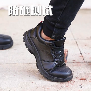 DEONT Mens safety Shoes Casual Bright Leather steel toe Shoes Lace Up man Shoes