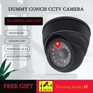 Black/White Conch Dummy CCTV Camera Flashing Red Led Fake Camera Power Via 3AA Battery Home Office Surveillance Security System