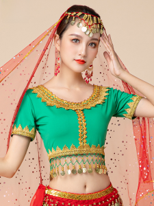 Exotic Dance Performance Costume Xinjiang Ethnic Indian Girl Belly Dance Top Desert Dunhuang Clothing Stage Performance Outfit