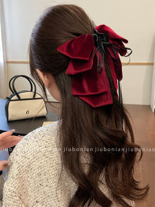 กิ๊บติดผมรูปผีเสื้อสีแดง ทรงเก๋ไก๋หรูหรา สำหรับผู้หญิง ฤดูใบไม้ร่วง/ฤดูหนาว 2024 กิ๊บติดผมแบบครึ่งหัว ประดับผม แฟชั่น