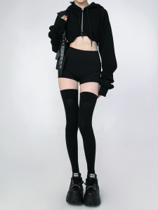 Pure Color American Sweet Heart JK Black White Silicone Anti-Slip Over Knee Long Tube Hose for Women Ins Style