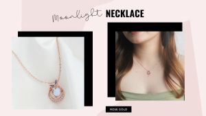 DAVINA Ladies Moonlight Necklace Rose Gold Plated Sterling Silver 925 - Kalung Wanita Perak