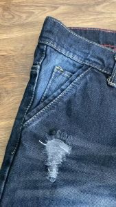 ERACOZ Celana Jeans Pendek Pria Model Sobek Blue Black