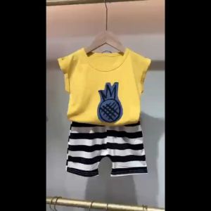 bambeau Babys clothing set with fruit pattern kids short sleeves + casual shorts cotton childrens clothes