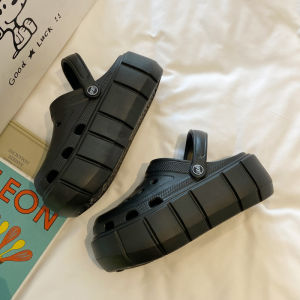 Giày Đế Dày Màu Đen Punk Cool Cho Nữ Giày Đế EVA Thiết Kế Đầu Lớn Giày Thường Ngày Mùa Hè Giày Đế Mềm