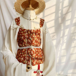 ทิวลิปดั้งเดิม เด็กผู้หญิง ชุดฮั่นฝู กระโปรง พร้อมสไตล์ภาพวาดสีน้ํามันรอบเอวหลักสําหรับงาน ผ้าฝ้าย วัสดุ ฤดูใบไม้ผลิ คอลเลกชัน