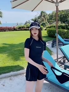 🇲🇾STOK KL Plus Size UV Protect Women Pant Short Sleeve Swimwear Swimsuit Swimming Baju Berenang两件式大码女泳衣短裤