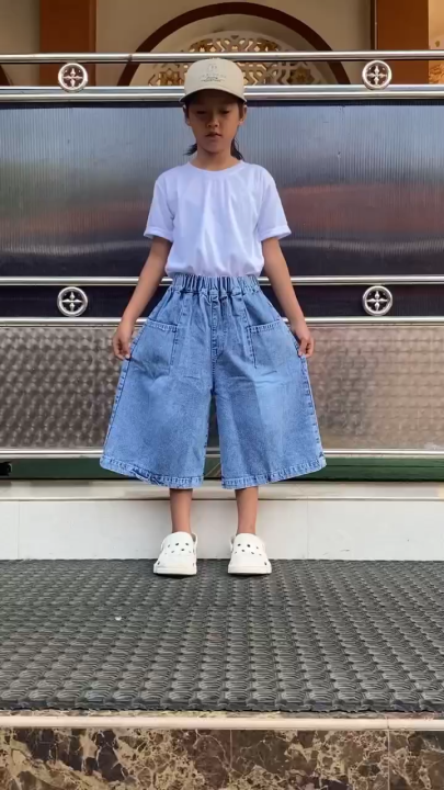 Celana Jeans Anak Korean Style/Model Pendek, Longgar, Gombrong, Dibawah