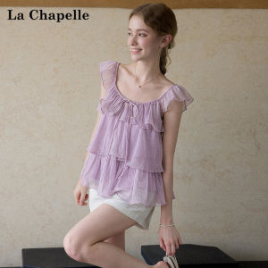 La Chapelle | Áo Blouse Chiffon Màu Tím Cho Mùa Hè Tay Loe Ngắn