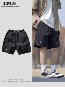 Quần Short Thể Thao Lụa Băng Mùa Hè Cho Nam Quần Dài Năm Điểm Thường Ngày Quần Thể Thao Rộng Rãi Nhanh Khô Phong Cách Hồng Kông Quần Áo Ngoài