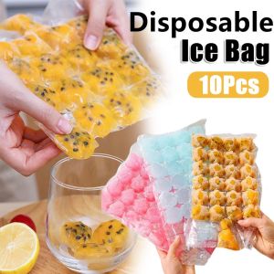 ถุงก้อนน้ำแข็งทรงสี่เหลี่ยมรูปหัวใจแบบใช้แล้วทิ้ง10ชิ้นแม่พิมพ์เครื่องทำลูกบอลน้ำแข็งแบบใสสำหรับทำน้ำแข็งแห้งห้องครัว