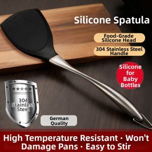 KUWUBIANJING | Non-stick Heat-resistant Silicone Spatula Stainless Steel Handle