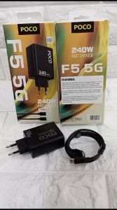 Charger untuk Smartphone Poco F5 5G 240W Full Black Cable Type C To Type C Support Fast Charging