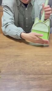 Mini Children Broom and Dustpan Cartoon Cat Flexible Bristles Kids Pretend Play Toddlers Indoor Outdoor Floor Sweeping Tool Set
