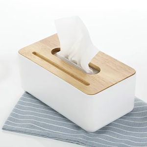 ARAFURA - TaffHOME Kotak Tisu Kayu dengan Smartphone Holder Mobile and Tissue Box - ZJ005 - White