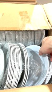 12 PCS PIRING SEMI MELAMIN PUTIH HIJAU CEKUNG