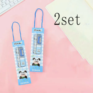 Panda Stationery Set HB Pencil Ruler Eraser and Pencil Sharpener Set Suitable for Student Supplies and Gifts