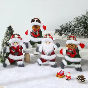 Yespery 4 cái Mặt dây chuyền búp bê giáng sinh Santa Snowman Elk Bear đồ trang trí treo đồ trang trí cây giáng sinh Quà Tặng trẻ em trang trí Giáng sinh