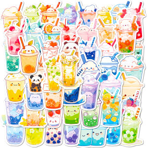 50PCS Cute Pearl Milk Tea Cartoon Graffiti Stickers DIY Phone Guitar Laptop Notebook Suitcase Cup Waterproof Sticker Kids Toy