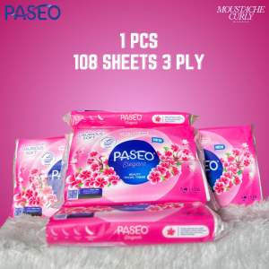 1 Pcs Tisu Wajah / Tissue Travel Pack Elegant PASEO 108 Sheets 3 Ply Serat Alami Praktis untuk Travel & Aktivitas Sehari-hari