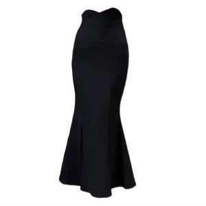 Elegant High Waist Bodycon Mini Skirt in Black Color Fish Tail Design for Young Women Commute Style mid Length H Type