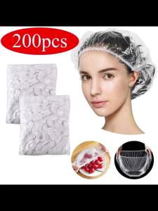 100/200/500/1000 Pcs Disposable Shower Cap for Extension Clear Beauty Hair Hat Shower Cap Elastic Mesh Shape Waterproof Bath Hat