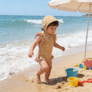 EezKoala Childrens One Piece Swimsuit Sunscreen Quick-Dry Baby Surfing Suit for Girls Swimwear Toddler Bathing  Swim Cloth