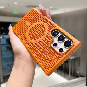 เคสแม่เหล็กตาข่ายกระจายความร้อนบางเฉียบสำหรับซัมซุงกาแล็คซี่ S23 S24 S25 อัลตร้าพลัสสำหรับแม็กเซฟ แมทกันกระแทก PC ครอบคลุม