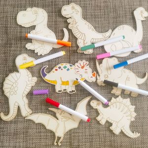 Unfinished Wooden Dinosaur Animal Laser Cut DIY Craft Party Deco Art Deco Room Decor Kindergarden Pre-school Drawing