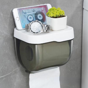 Bathroom Toilet Paper Towel Holder With Storage Shelf Rack Paper Storage Box