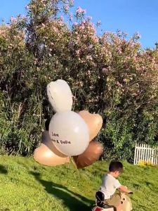 Retro Balloon Caramel Coffee Vanilla Mocha Beige Brown Ins Aesthetic Color Foil 0-9 Star Love Happy Birthday Banner Diy