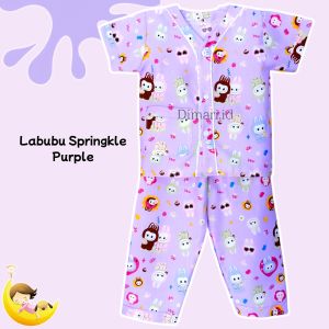 Dimari Baju Tidur Anak Perempuan Usia 1-12 Tahun Model Terbaru Motif Labubu Springkle