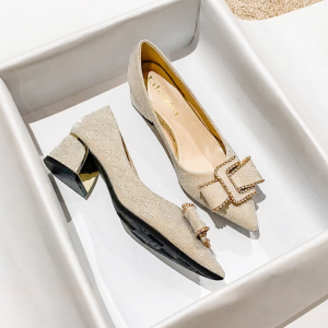 MIFEI | Rough Heel High-Heeled Shoes for Women New Style Pointed Toe Flats 41-43