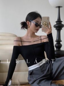 Elegant Sweet French Style Shoulder.Bear Knitted Top Womens Fashion Design Unique Pure Desire Spring Autumn Long Sleeve Slim Fit Sweater