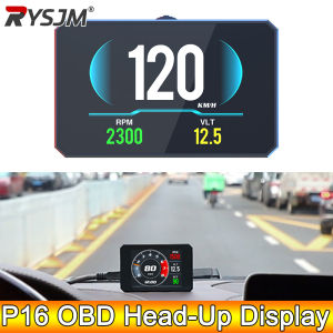 RYSJM | AD P16 Head Up Display HUD Display Car OBD Head-Up Display Car Speedometer RPM Water Temperature Voltage Speed Security Alarm